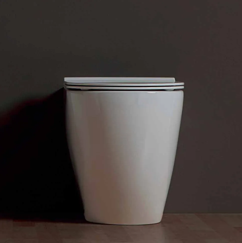 Vaso WC moderno in ceramica bianca Shine Square Rimless made in Italy