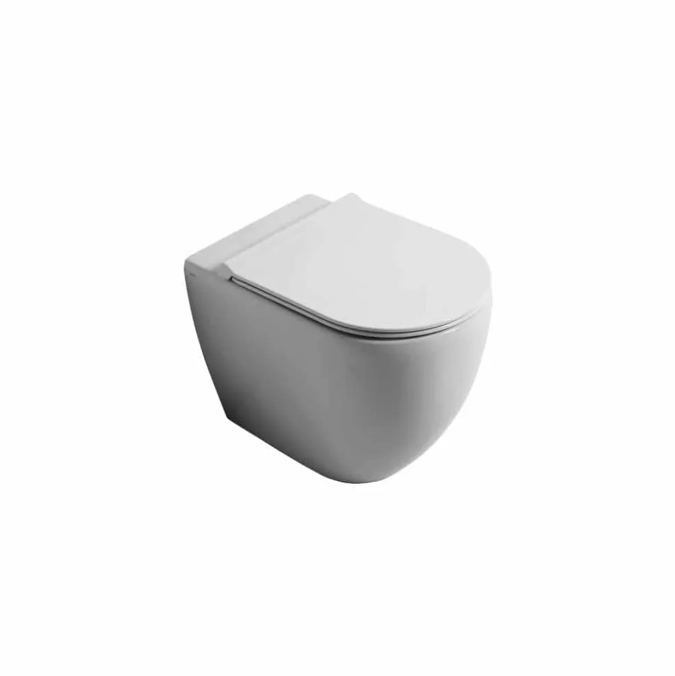 Vaso WC moderno in ceramica bianca Shine Square Rimless made in Italy