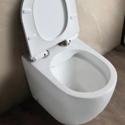 Vaso Wc Rimless a Terra in Ceramica Bianca e Sedile Soft Close - Aster