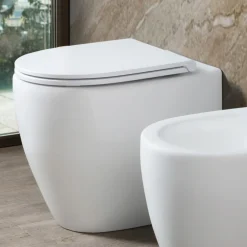 Vaso Wc Rimless in Ceramica Opaca Bianca e Nera con Sedile Soft Close - Aster
