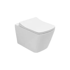 Vaso Wc Sospeso con Sedile Soft Close in Ceramica dal Design Moderno - Giunco