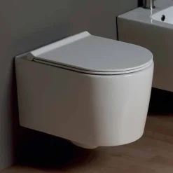 Vaso WC sospeso in ceramica design moderno Shine Square, made in Italy