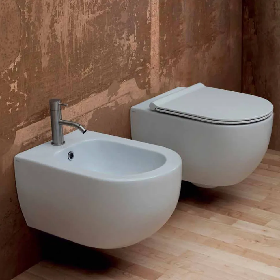 Vaso WC sospeso in ceramica design moderno Star 55x35 made in Italy