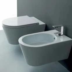Vaso WC sospeso in ceramica moderno Sun Round 57x37 cm, made in Italy