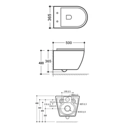 Vaso Wc Sospeso Tecnologia Rimless e Sedile Soft Close in Ceramica - Ginepro