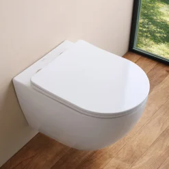 Vaso Wc Sospeso Tecnologia Rimless e Sedile Soft Close in Ceramica - Ginepro