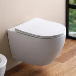 Vaso Wc Sospeso Tecnologia Rimless e Sedile Soft Close in Ceramica - Ginepro