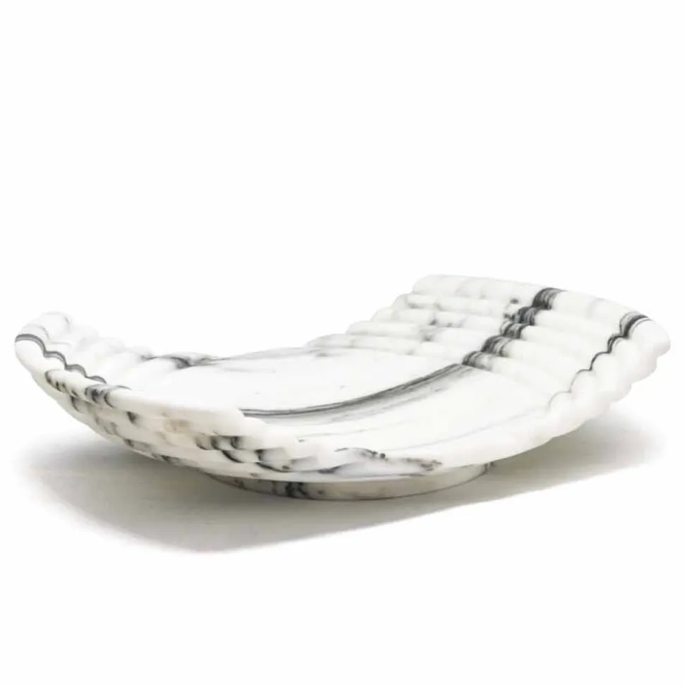 Vassoio Decorativo Curvo in Marmo Arabescato Made in Italy - Clifton