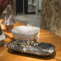 Vassoio Elegante in Marmo Portoro Realizzato in Italia - Etereo