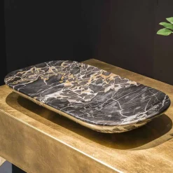 Vassoio Elegante in Marmo Portoro Realizzato in Italia - Etereo