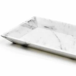 Vassoio Rettangolare in Marmo Bianco di Carrara Made in Italy - Vassili