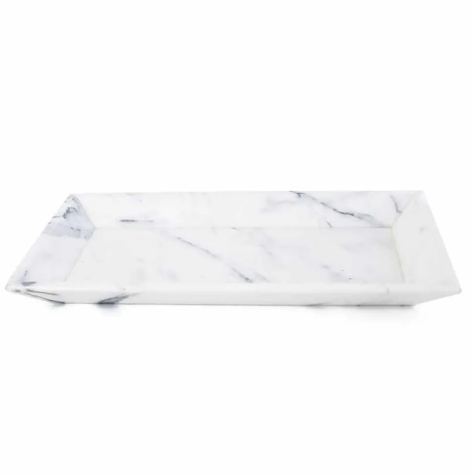 Vassoio Rettangolare in Marmo Bianco di Carrara Made in Italy - Vassili