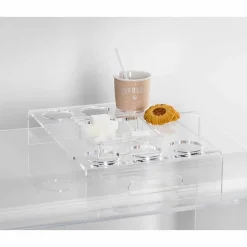 Vassoio Rialzato di Plexiglass Trasparente 6 o 8 Caffè Design 2 Pezzi - Cracco