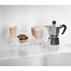 Vassoio Rialzato di Plexiglass Trasparente 6 o 8 Caffè Design 2 Pezzi - Cracco