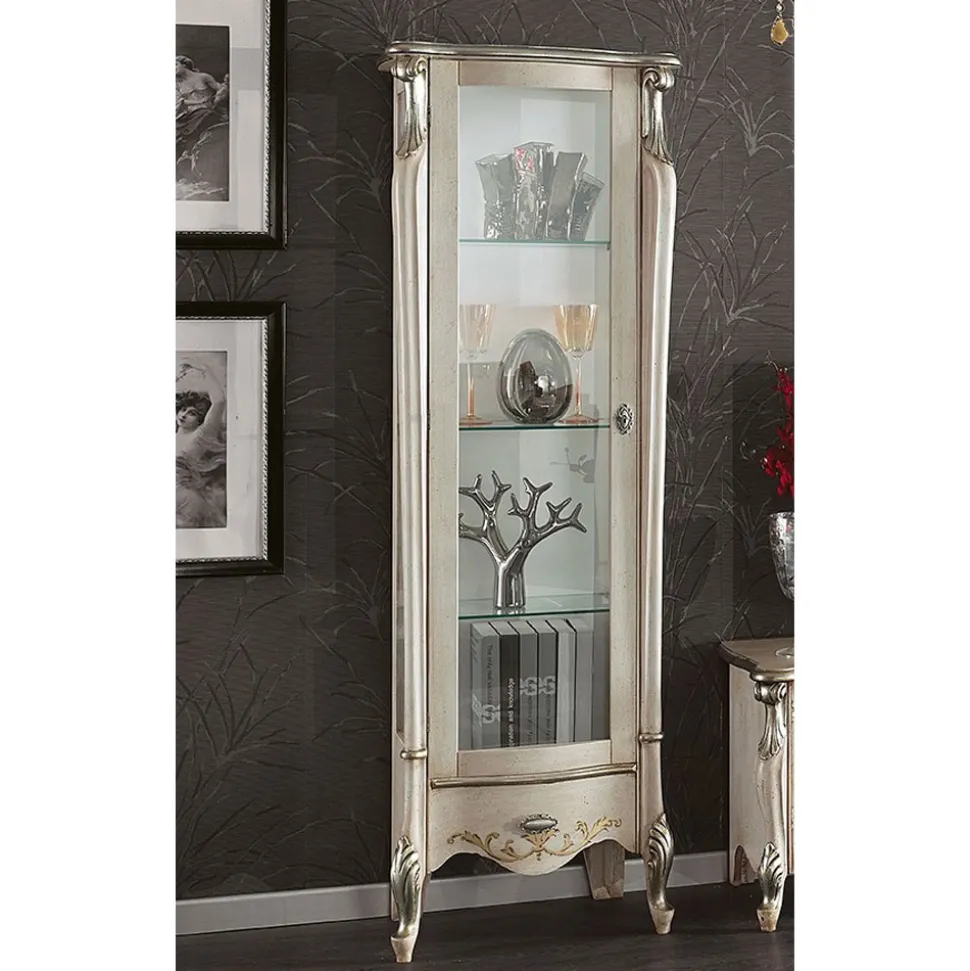 Vetrina Classica con Anta in Legno Bianco o Noce Made in Italy - Caligola