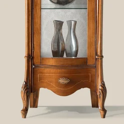 Vetrina Classica con Anta in Legno Bianco o Noce Made in Italy - Caligola