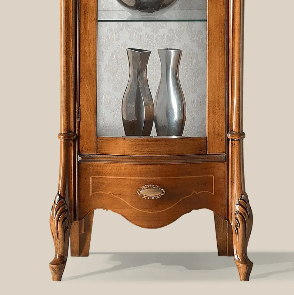 Vetrina Classica con Anta in Legno Bianco o Noce Made in Italy - Caligola