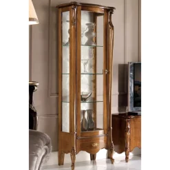 Vetrina Classica con Anta in Legno Bianco o Noce Made in Italy - Caligola