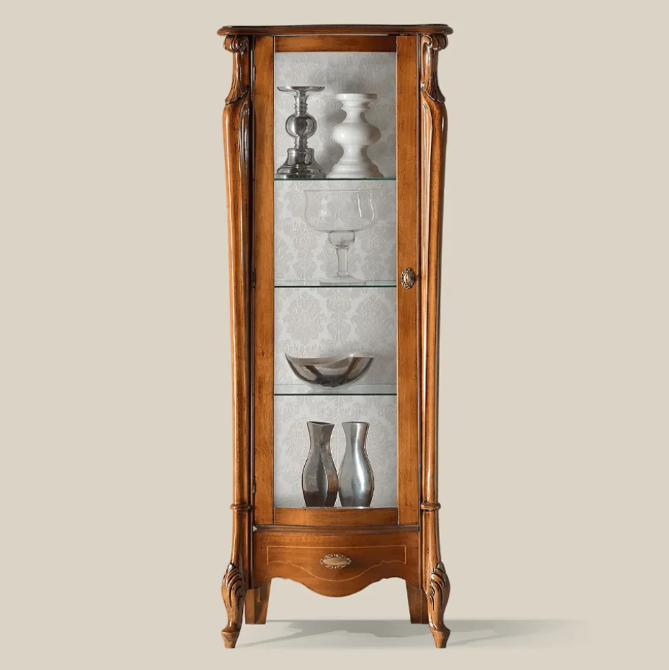 Vetrina Classica con Anta in Legno Bianco o Noce Made in Italy - Caligola