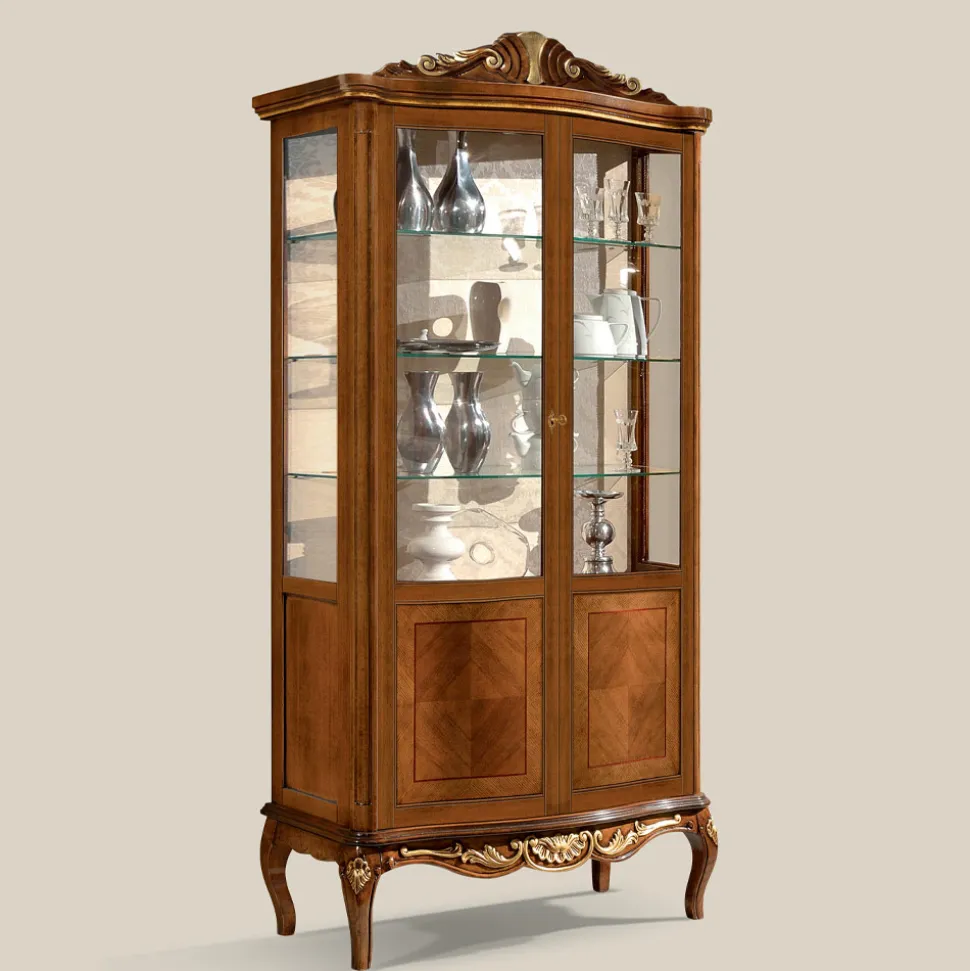 Vetrina Classica in Legno Noce Bassano Due Ante Made in Italy - Chantilly