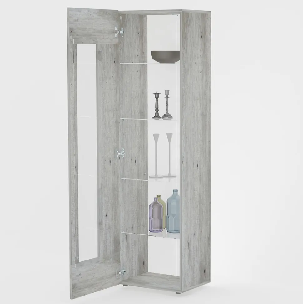 Vetrina da Salotto in Legno Bianco, Antracite o Cemento di Design - Suzana