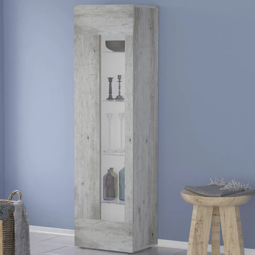 Vetrina da Salotto in Legno Bianco, Antracite o Cemento di Design - Suzana