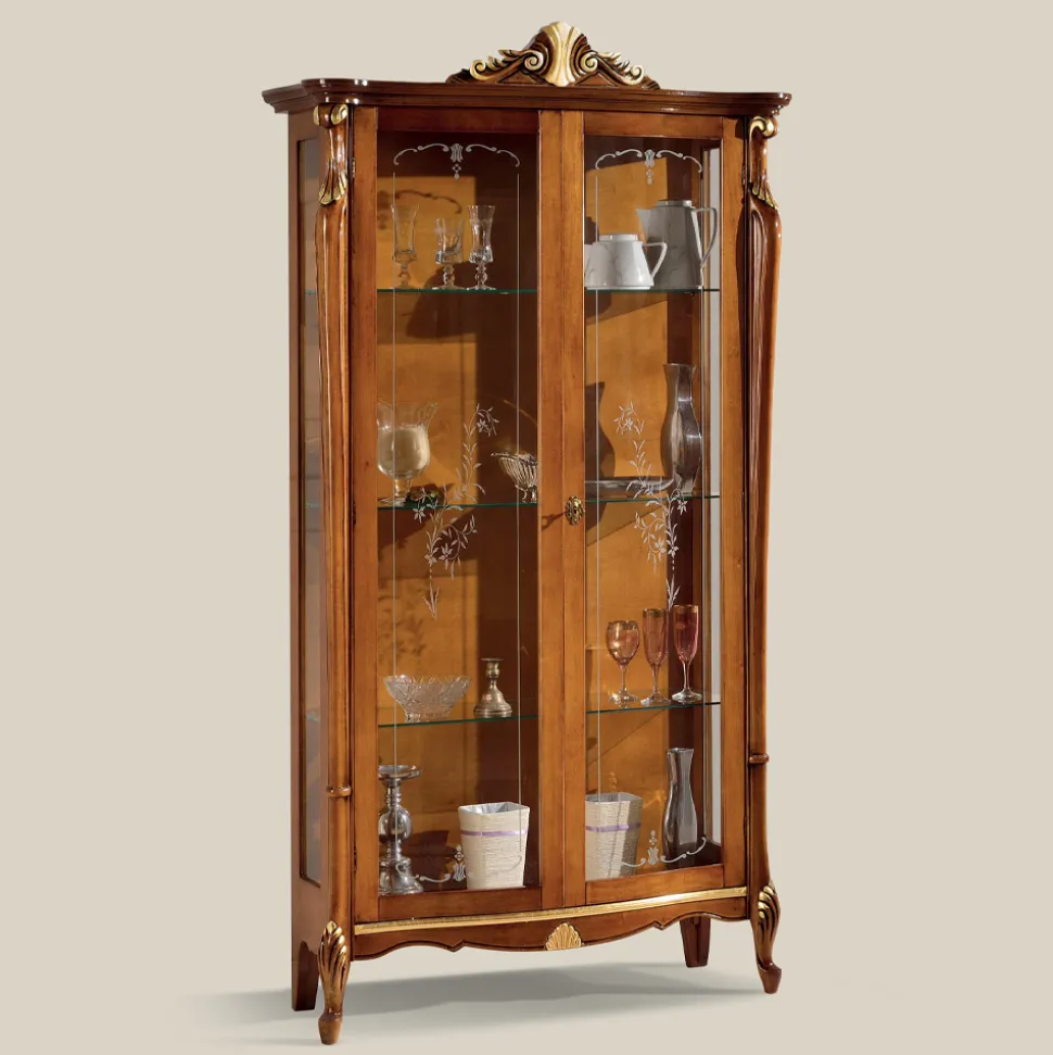 Vetrina da Soggiorno in Legno con 2 Ante Classica Made in Italy - Cambrige