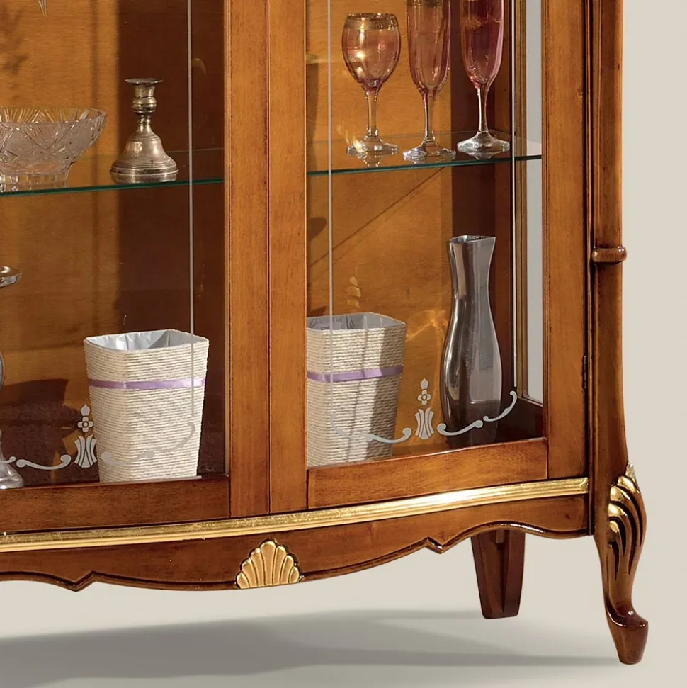 Vetrina da Soggiorno in Legno con 2 Ante Classica Made in Italy - Cambrige
