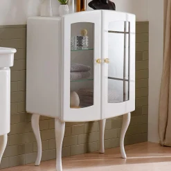 Vetrina per il Bagno Monocolore con 2 Ante e Ripiani in Vetro - Candy