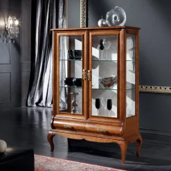 Vetrina Soggiorno di Lusso in Legno Noce Classica Made in Italy - Hastings