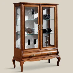 Vetrina Soggiorno di Lusso in Legno Noce Classica Made in Italy - Hastings