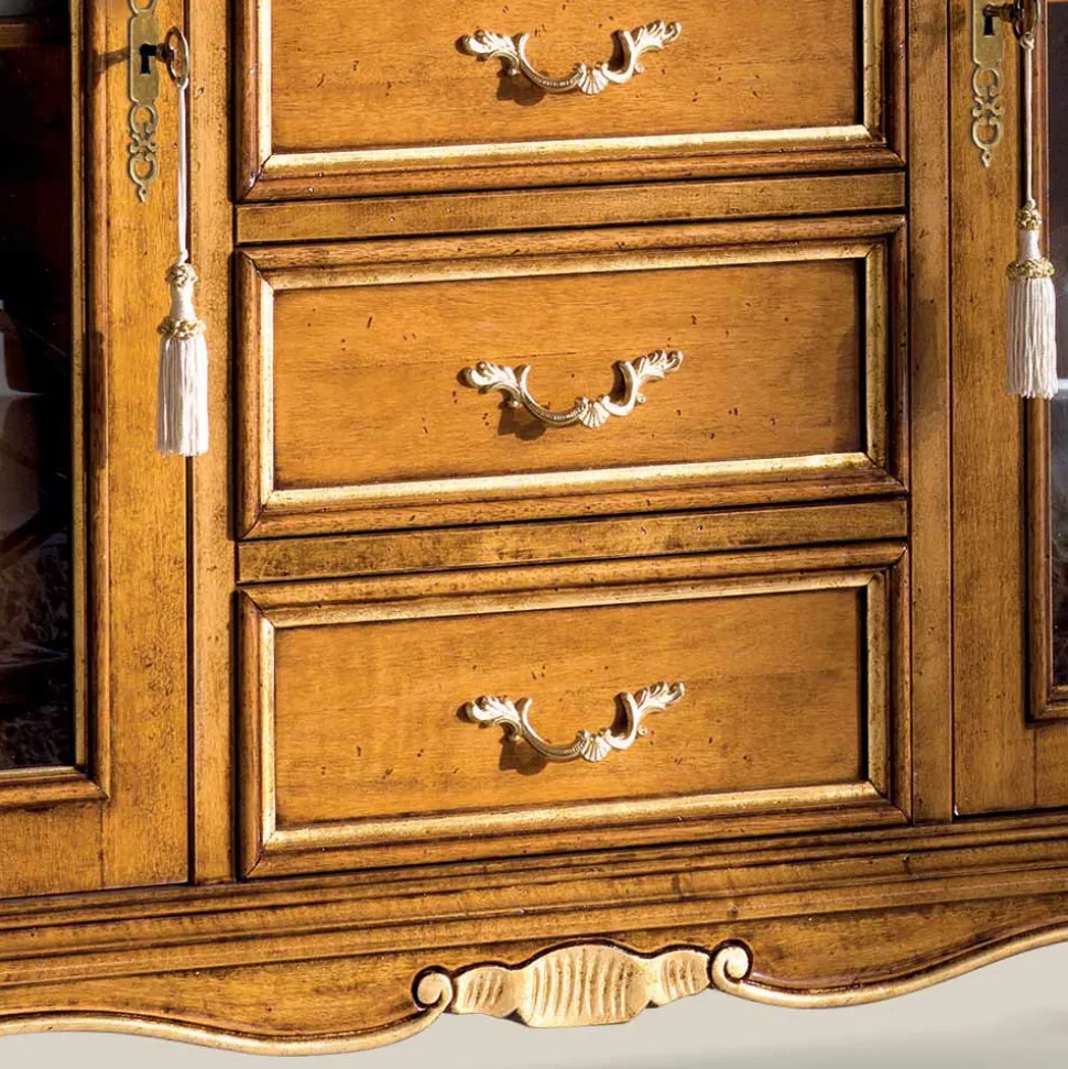 Vetrina Soggiorno in Legno con 2 Ante e 5 Cassetti Made in Italy - Richard