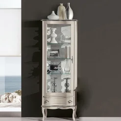 Vetrina Soggiorno Legno Noce o Bianco con 1 Anta Made in Italy - Versaille