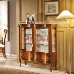 Vetrina Stile Classico Legno con Ante e Cassetti Made in Italy - Versaille