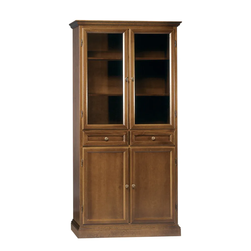 Vetrinetta con 2 Cassetti, 2 Ante in Legno e 2 Ante in Vetro Made in Italy - Camene