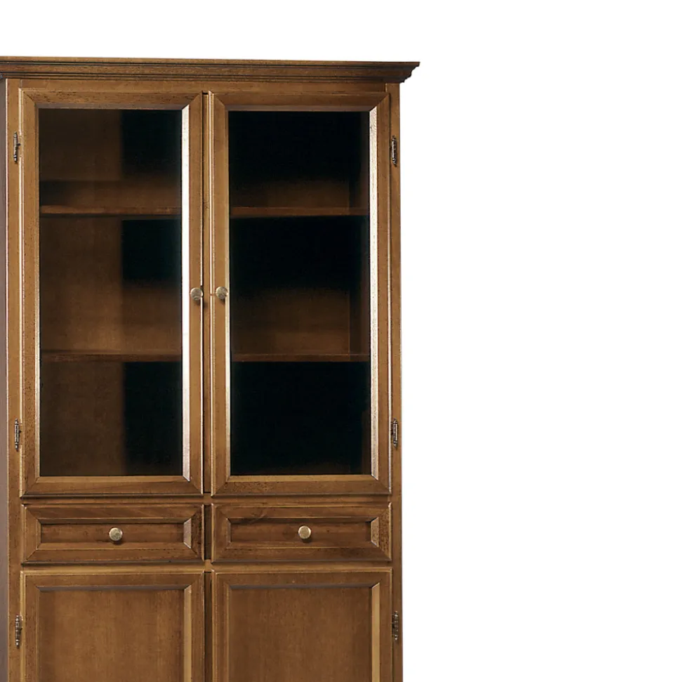 Vetrinetta con 2 Cassetti, 2 Ante in Legno e 2 Ante in Vetro Made in Italy - Camene