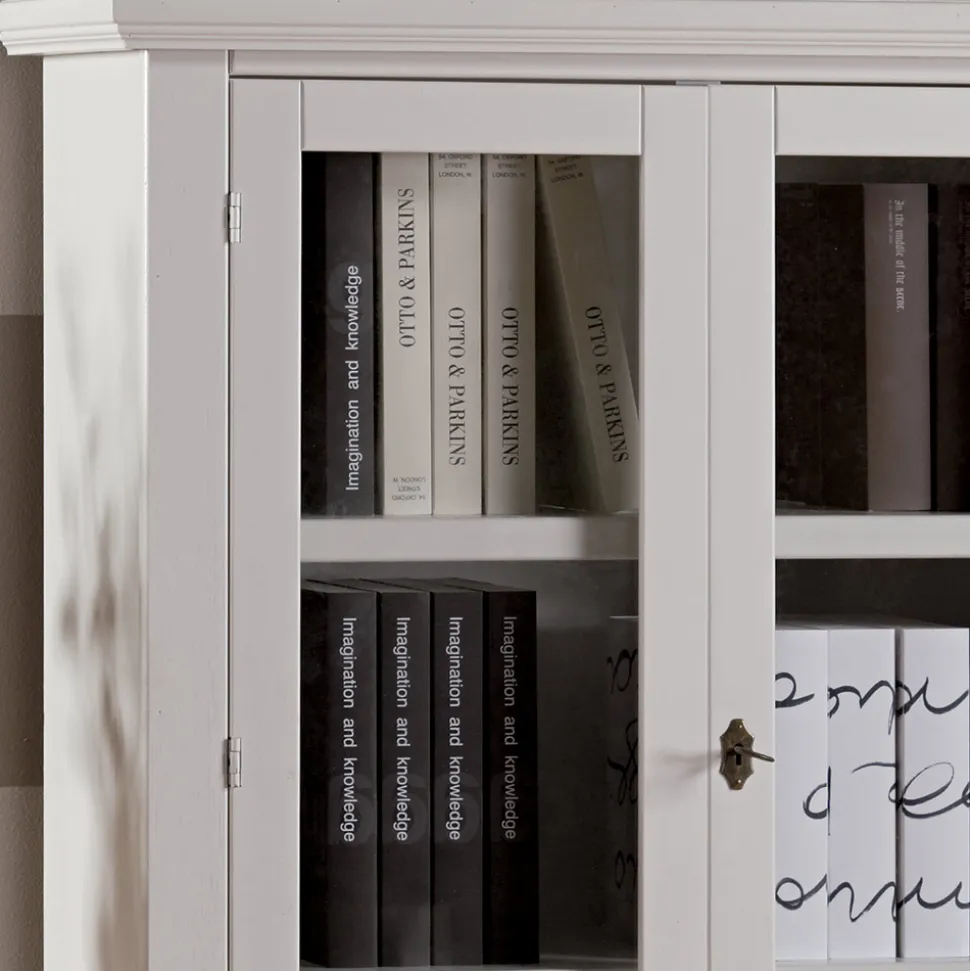 Vetrinetta in Legno con 1 Cassetto, 2 Ante e 2 Ripiani Made in Italy - Nanna