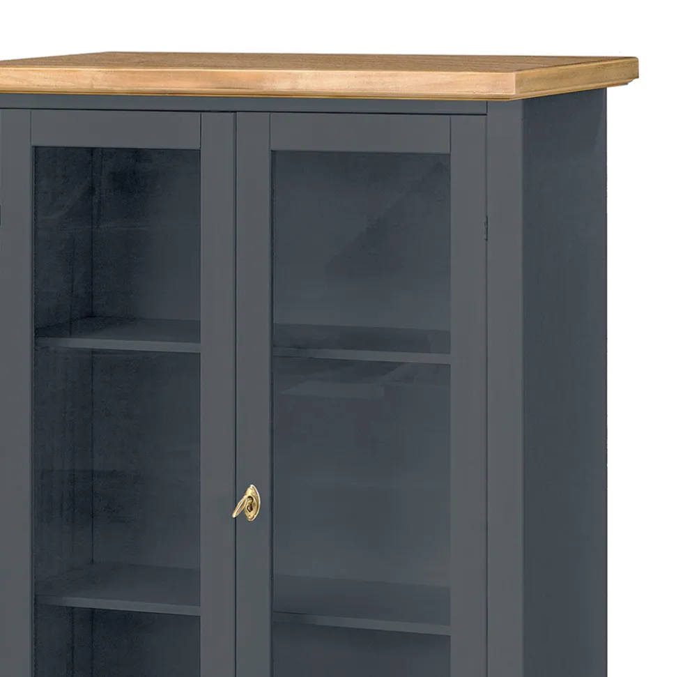 Vetrinetta in Legno con 1 Cassetto, 2 Ante e 2 Ripiani Made in Italy - Nanna