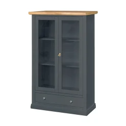 Vetrinetta in Legno con 1 Cassetto, 2 Ante e 2 Ripiani Made in Italy - Nanna