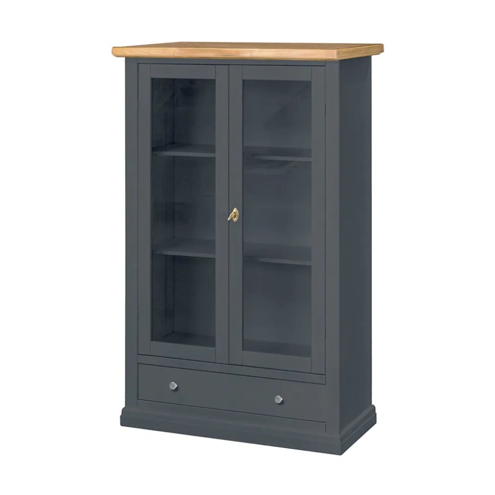 Vetrinetta in Legno con 1 Cassetto, 2 Ante e 2 Ripiani Made in Italy - Nanna