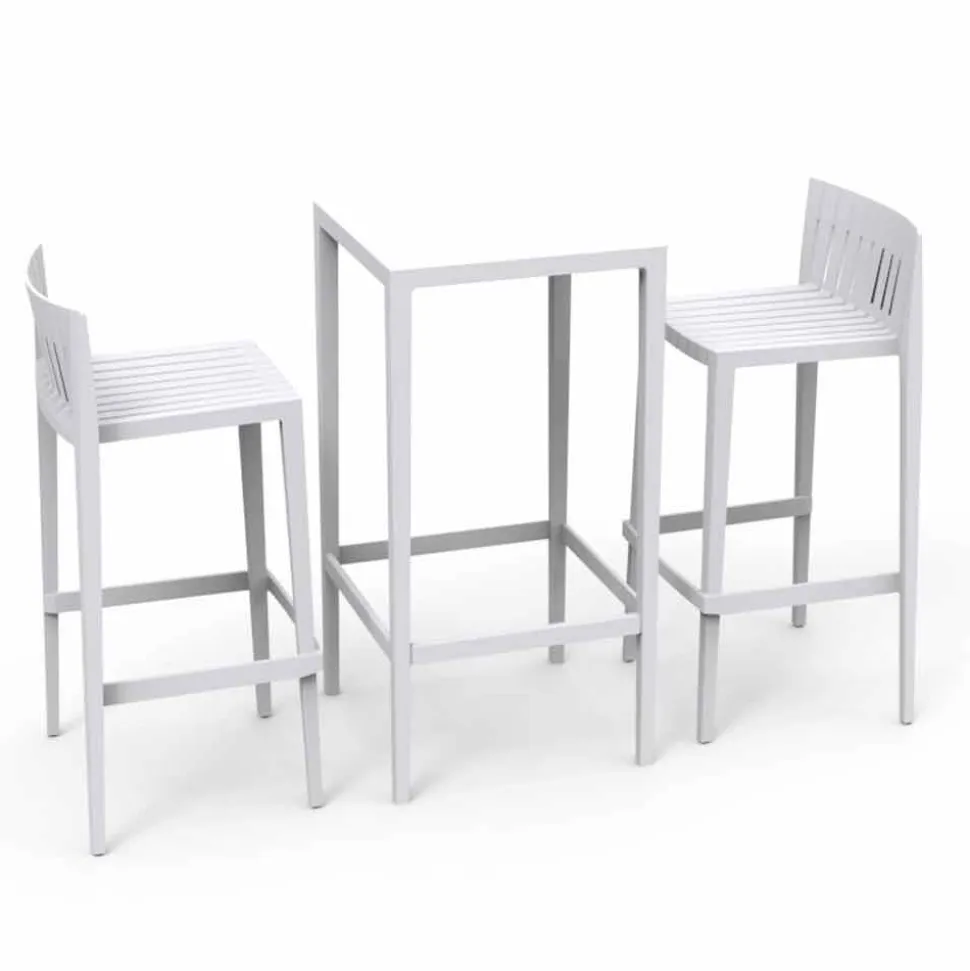 Vondom Spritz set da giardino tavolo e due sgabelli bianchi di design