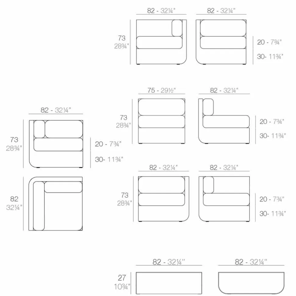 Vondom Ulm composizione salotto da giardino di design taupe