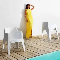 Vondom Voxel sedia da giardino moderna colorata in polietilene, 4 pezzi